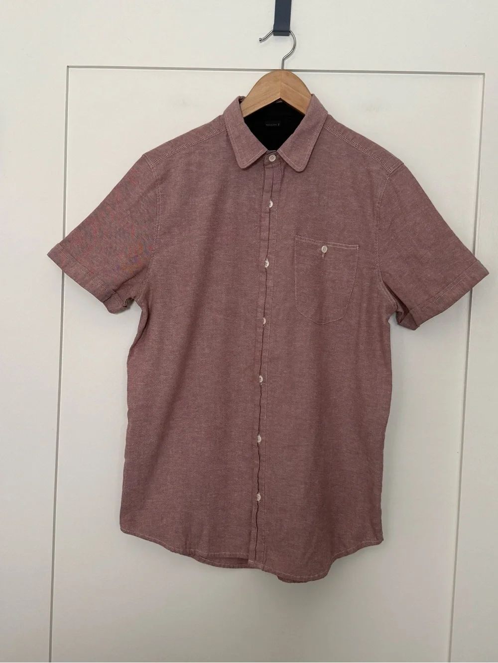 Comune Shirt Mens Sz S Pink Short Sleeve Button Up Cotton Blend Casual Preppy
